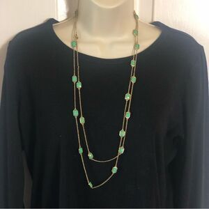 2/$10 Turquoise Blue Resin Stone Two Necklaces Gold Tone W/Extendable Chain